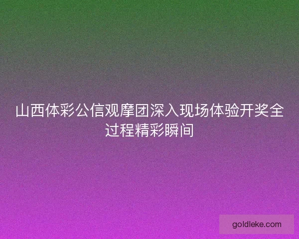 山西体彩公信观摩团深入现场体验开奖全过程精彩瞬间