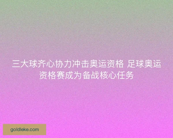 三大球齐心协力冲击奥运资格 足球奥运资格赛成为备战核心任务