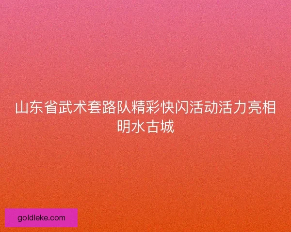 山东省武术套路队精彩快闪活动活力亮相明水古城 山东省武术套路队精彩快闪活动活力亮相明水古城