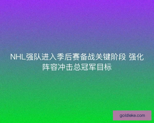 NHL强队进入季后赛备战关键阶段 强化阵容冲击总冠军目标 NHL强队进入季后赛备战关键阶段 强化阵容冲击总冠军目标